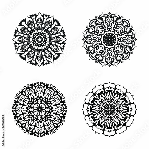 SET Vector round abstract circle. Mandala style.