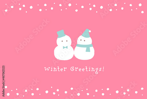 かわいいシンプルな雪だるまのイラストのポストカード
