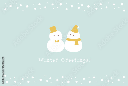 かわいいシンプルな雪だるまのイラストのポストカード
