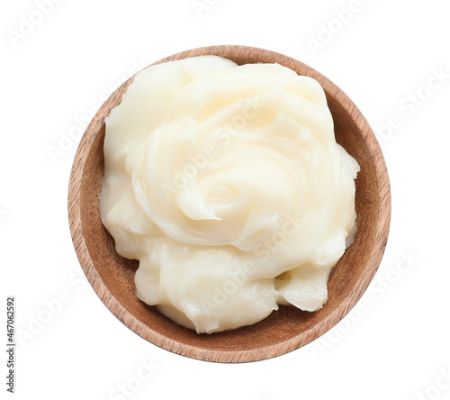 Plate with lard on white background photo