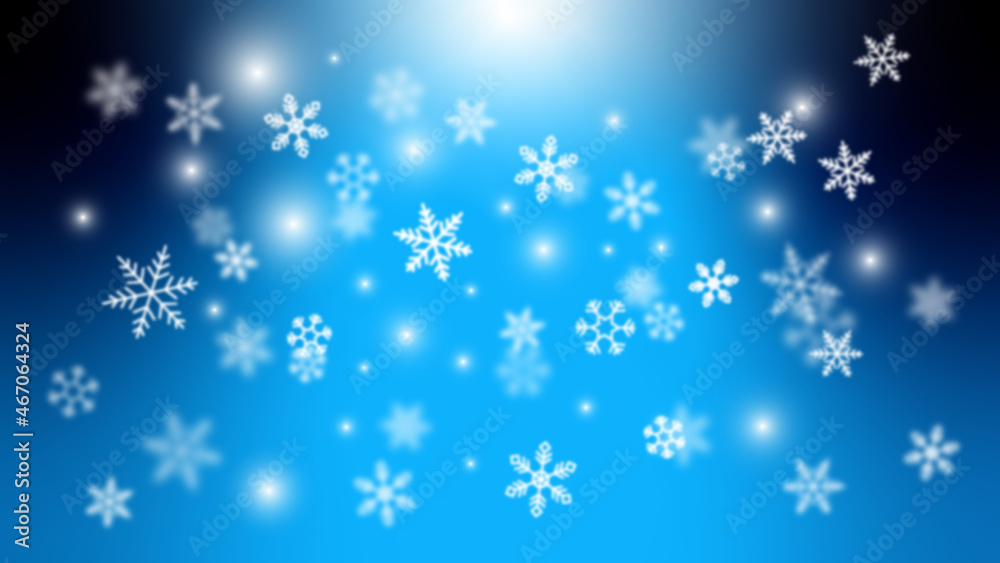 Snowflakes falling in blue darkness. Snowflakes falling in blue darkness.
