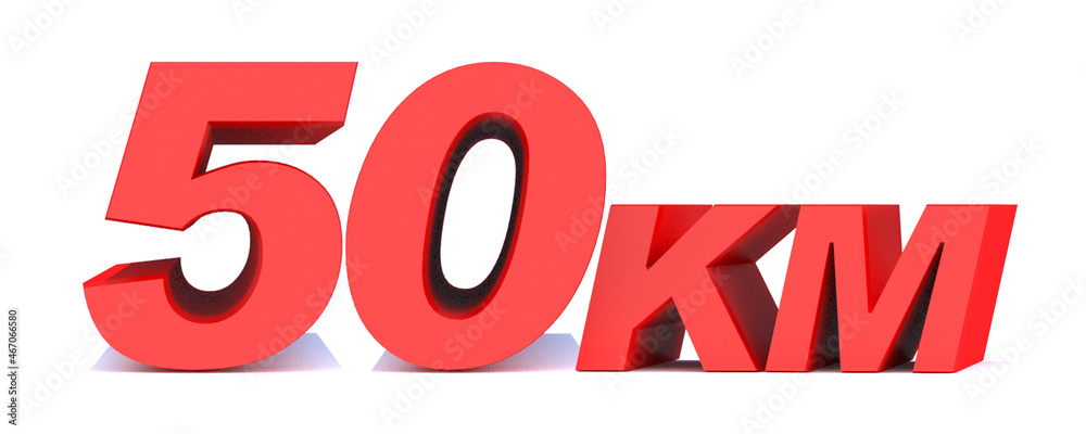 50 km word on white background. 3d illustration 50 km word on white background. 3d illustration