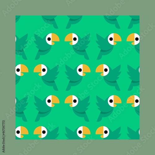 seamless parrot pattern .Flat design. Cartoon style. Cute and funny. For kids textile, wallpaper and wrapping paper