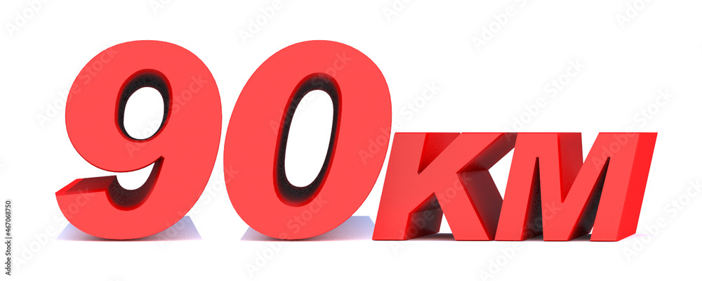 90 km word on white background. 3d illustration 90 km word on white background. 3d illustration