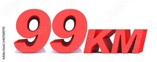 Tableau sur toile 99 km word on white background. 3d illustration