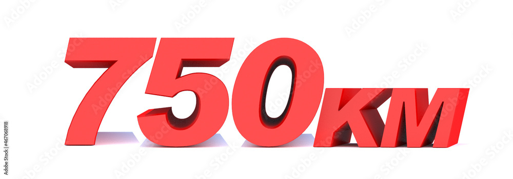 750 km word on white background. 3d illustration 750 km word on white background. 3d illustration
