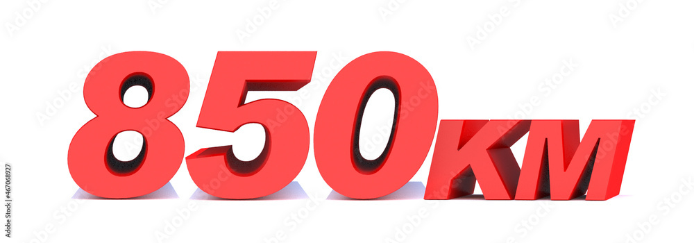 850 km word on white background. 3d illustration 850 km word on white background. 3d illustration