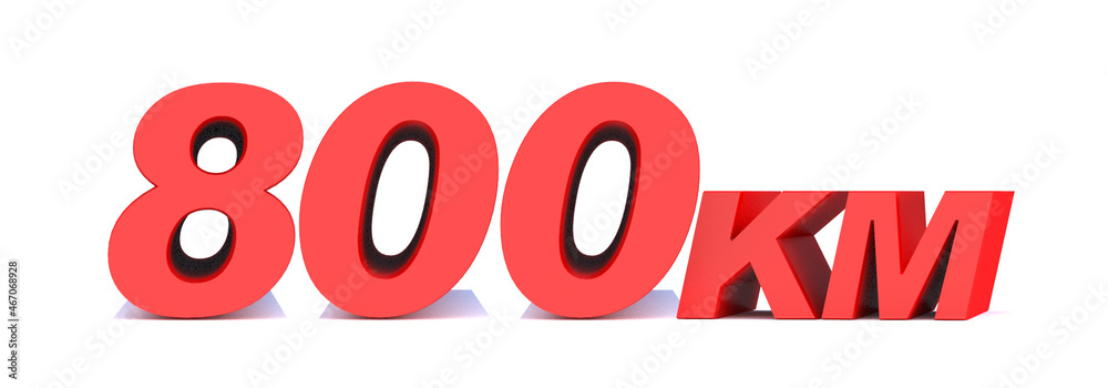 800 km word on white background. 3d illustration 800 km word on white background. 3d illustration