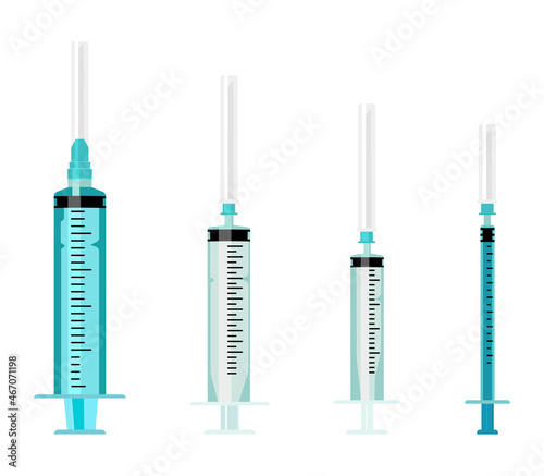 Syringes set vector illustration. Types of syringes.