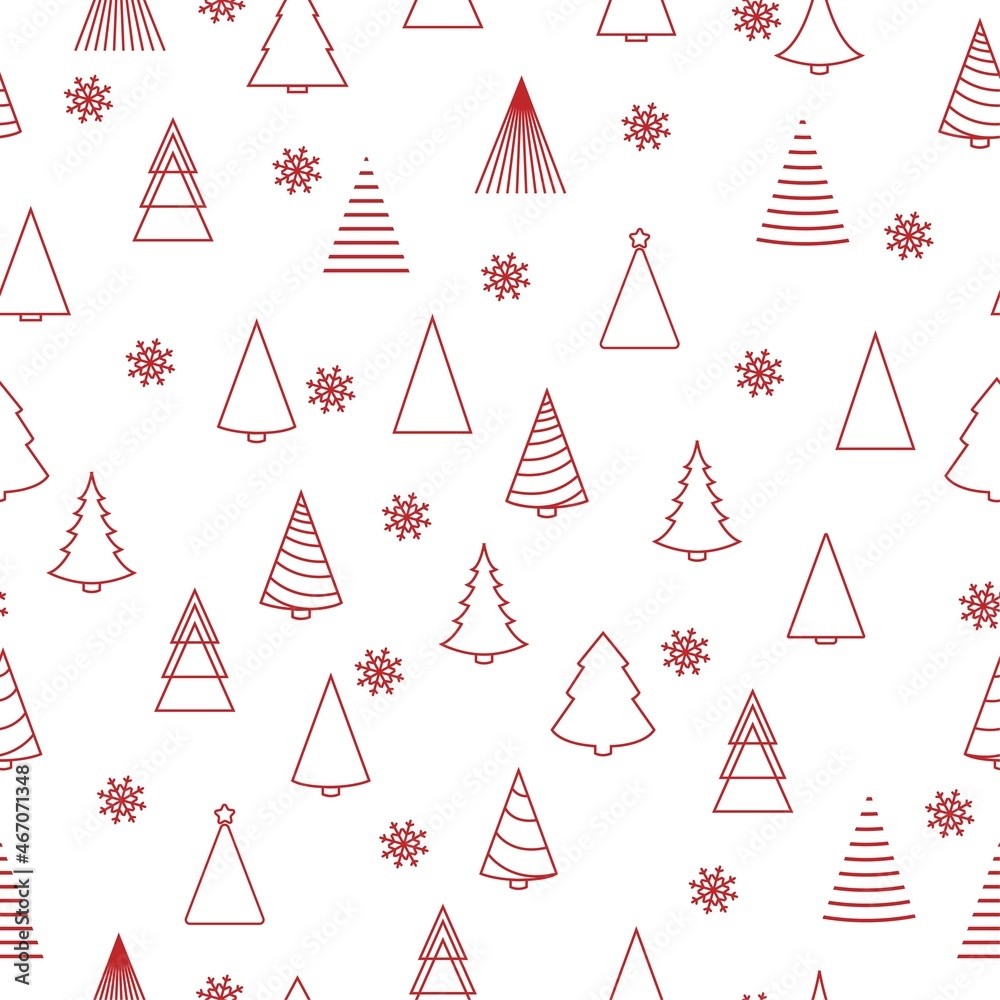 Christmas seamless pattern with gifts, candies, snowflakes, flat vector illustration