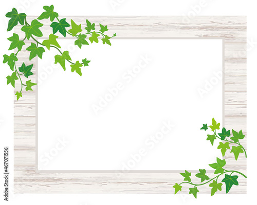 葉っぱ付きの白木目フレーム　アイビー　掲示板　看板