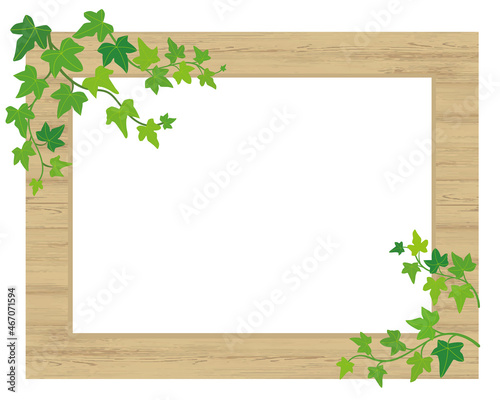 葉っぱ付きの木目フレーム　アイビー　掲示板　看板