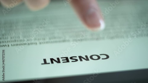 Reading an electronic document on a tablet.