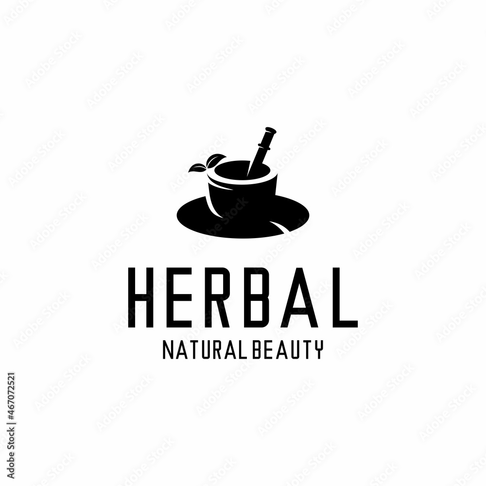 Fototapeta premium herbal logo illustration vector, leaves, bowl vector