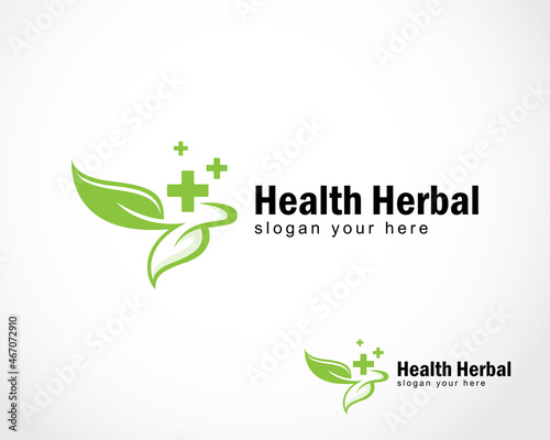 health herbal logo creative nature herbal plus design concept clinic beauty