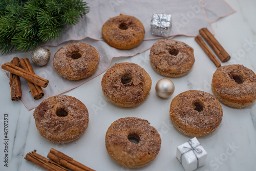 gingerbread christmas donuts with cinnamon sugar © A_Lein