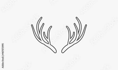 line icon deer antler isolated on white background.