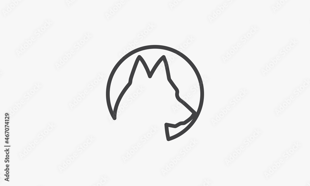 line circle icon wolf dog isolated on white background. line circle icon wolf dog isolated on white background.