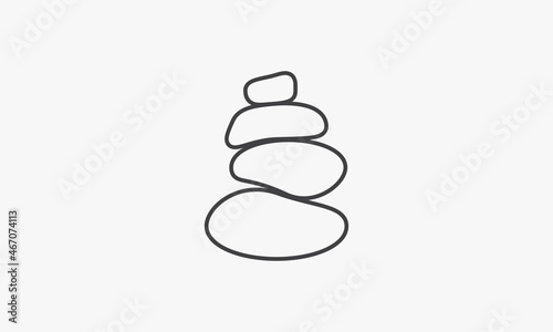 line icon pebble pile isolated on white background.