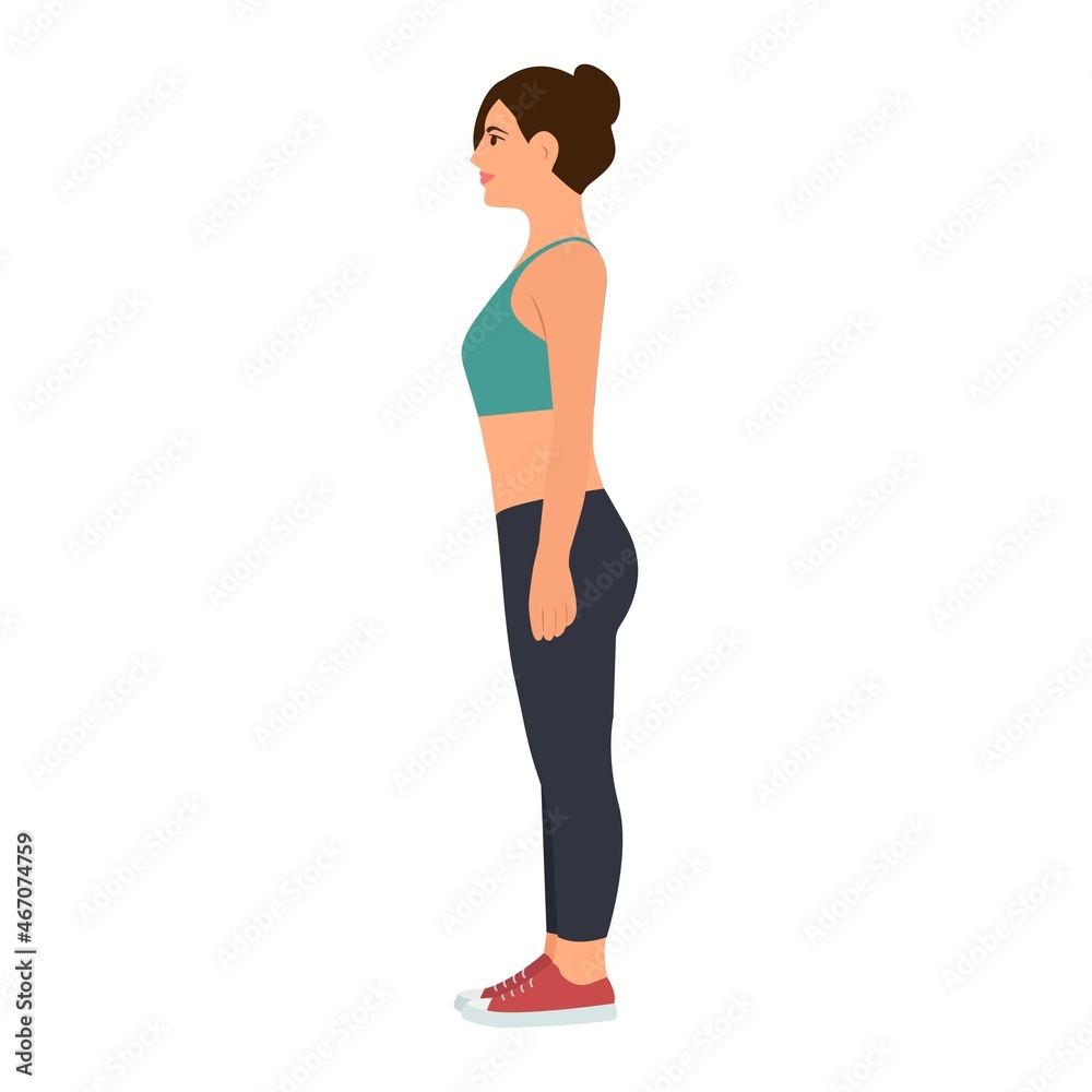Young woman slim body in sportswear. Vector illustration Isolated on white. Young woman slim body in sportswear. Vector illustration Isolated on white.