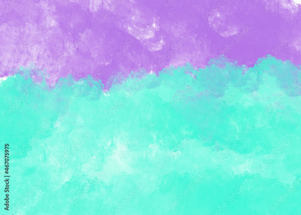 Purple and green abstract watercolor background with space. Wallpaper art.