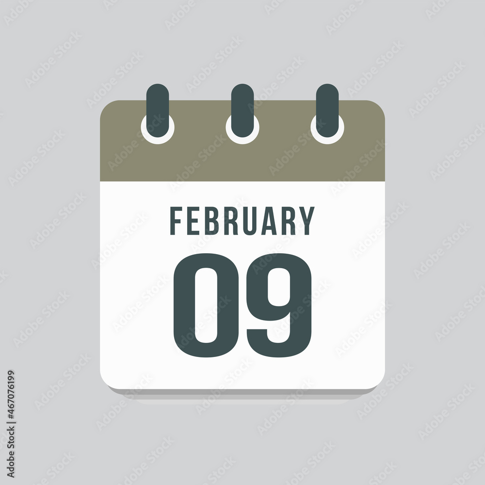 Icon day date 9 February, template calendar page Icon day date 9 February, template calendar page