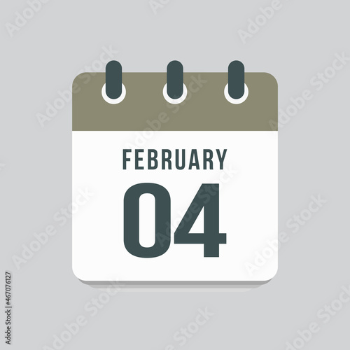 Icon day date 4 February, template calendar page