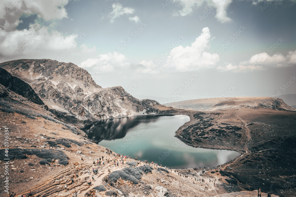 The Kidney - one of the Seven Rila Lakes, part of Rila National Park. Seven Rila Lakes are the most visited group of lakes in Bulgaria. Different image color