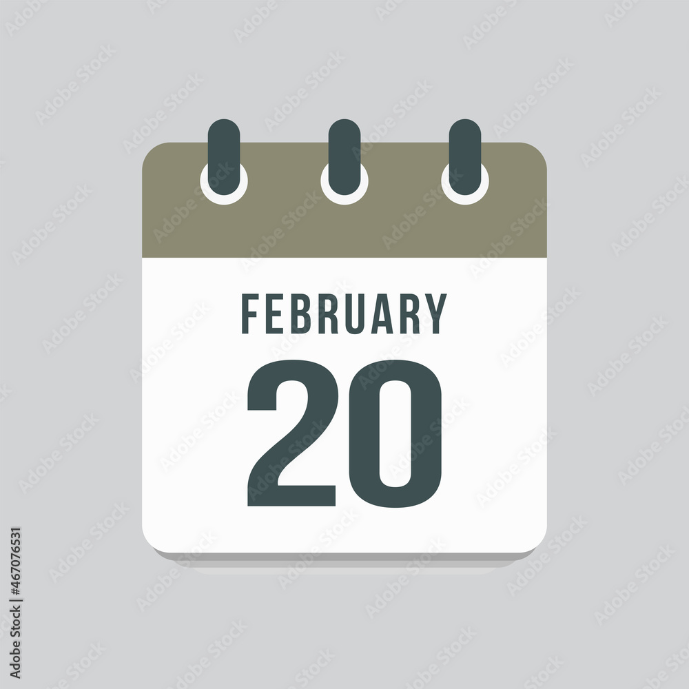 Icon day date 20 February, template calendar page Icon day date 20 February, template calendar page