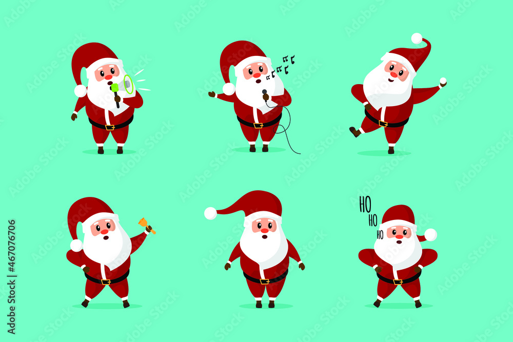 Merry Christmas Design with set of santa claus Collection
