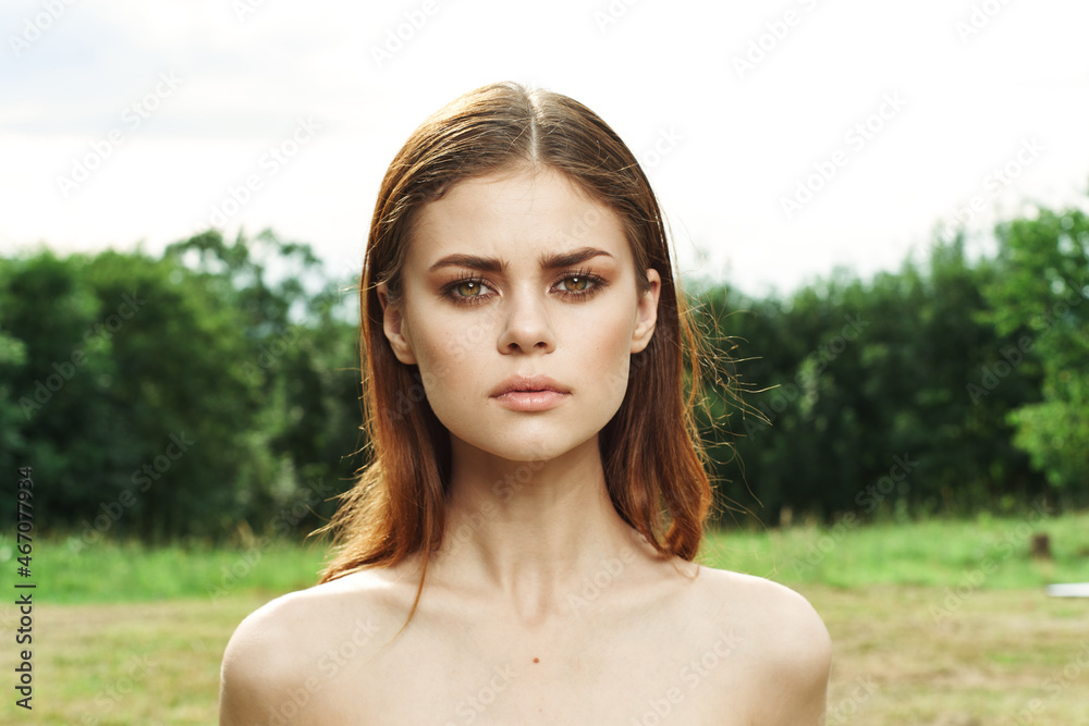 beautiful woman makeup spa nature fresh air cropped view beautiful woman makeup spa nature fresh air cropped view