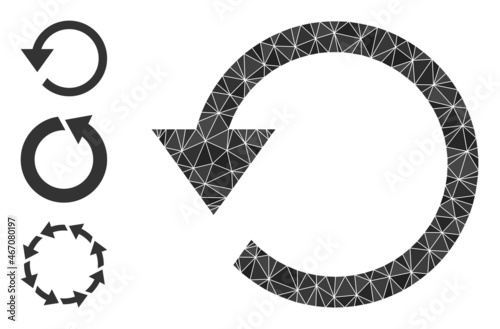 lowpoly rotate ccw icon, and other icons. Polygonal rotate ccw vector is designed with scattered triangles. Flat geometric 2d modeling abstraction is designed by rotate ccw icon.