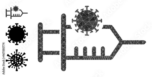 Low-poly virus inoculation icon, and other icons. Polygonal virus inoculation vector is filled with chaotic triangles. Flat geometric polygonal illustration is based on virus inoculation pictogram.