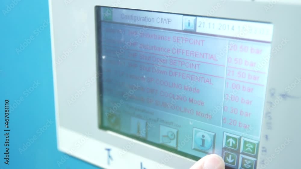 Configuration Of Industrial Air Compressor With Digital Controller Panel. close up Configuration Of Industrial Air Compressor With Digital Controller Panel. close up