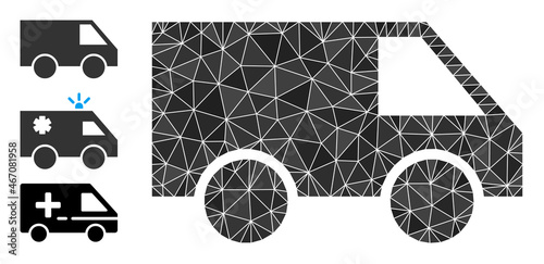 lowpoly van icon, and other icons. Polygonal van vector is designed with random triangles. Flat geometric polygonal illustration is created from van icon. Triangulated van polygonal icon illustration.