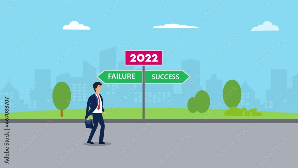 Businessman with success or failure direction Businessman with success or failure direction