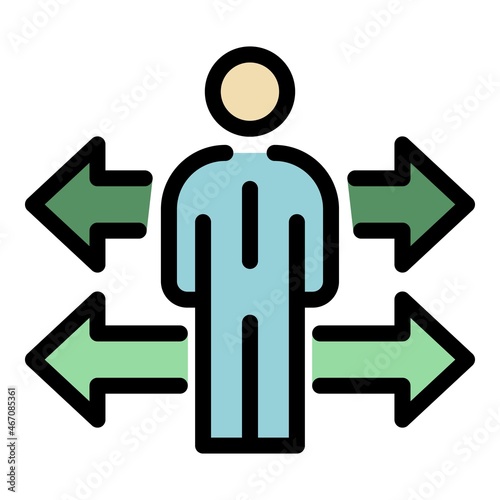 Outsource direction icon. Outline outsource direction vector icon color flat isolated