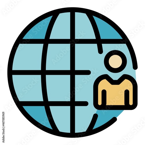 Outsource international icon. Outline outsource international vector icon color flat isolated