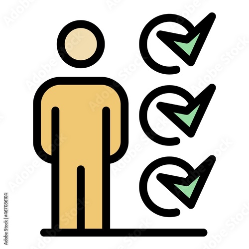 Outsource to do list person icon. Outline outsource to do list person vector icon color flat isolated