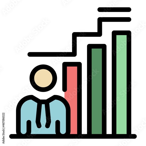 Outsource employee graph icon. Outline outsource employee graph vector icon color flat isolated