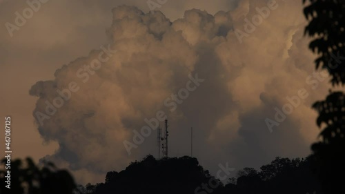 Sunset Cloud Timelapse Over the Mountain Top, Cell Site Tower Timelapse