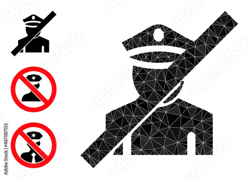 lowpoly frorbidden police icon, and other icons. Polygonal frorbidden police vector designed with randomized triangles. Flat geometric polygonal abstraction designed by frorbidden police icon.