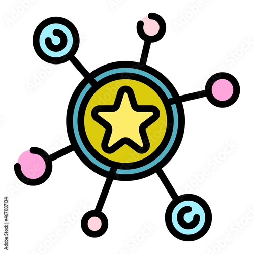 City star bonus icon. Outline city star bonus vector icon color flat isolated