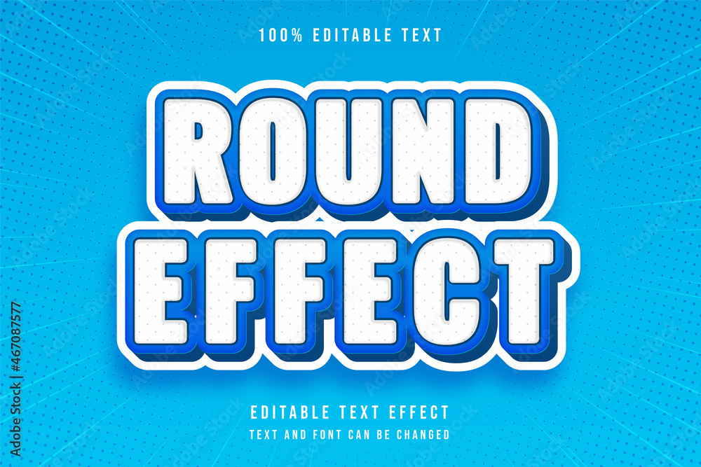 Round effect, 3 dimensions editable text effect modern blue white text style Round effect, 3 dimensions editable text effect modern blue white text style