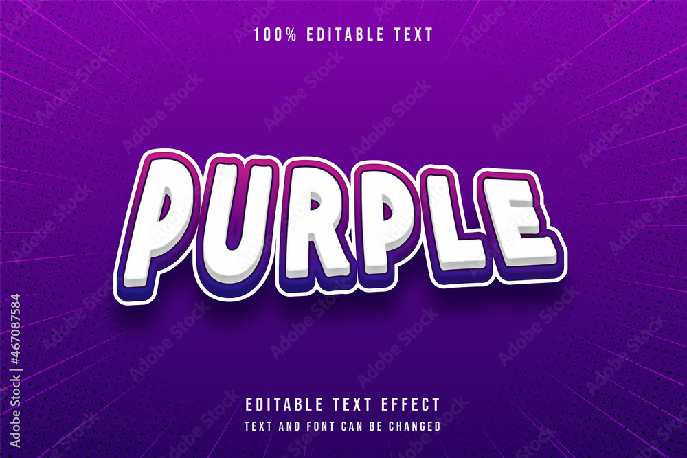 Purple, 3 dimensions editable text effect modern purple gradation pink blue text style