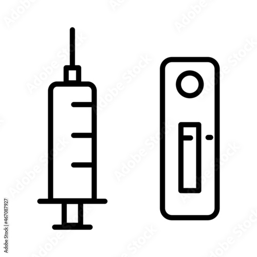 COVID-19 test. covid vaccine syringe. rapid test. Concept of Coronavirus rapid test. Lab research and diagnosis. Vector illustration in flat style.