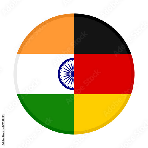 round icon with india and germany flags. vector illustration isolated on white background	