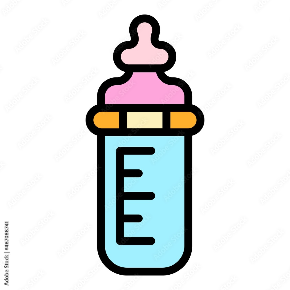 Baby plastic milk bottle icon. Outline baby plastic milk bottle vector icon color flat isolated Baby plastic milk bottle icon. Outline baby plastic milk bottle vector icon color flat isolated
