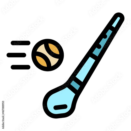 Hurling stick ball icon. Outline hurling stick ball vector icon color flat isolated