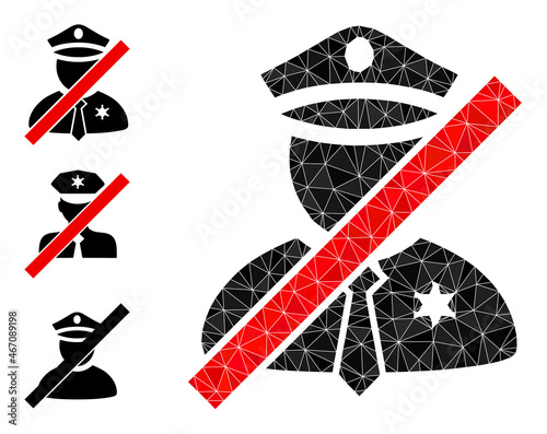 Low-poly blacklisted police man icon, and similar icons. Polygonal blacklisted police man vector is filled of randomized triangles.